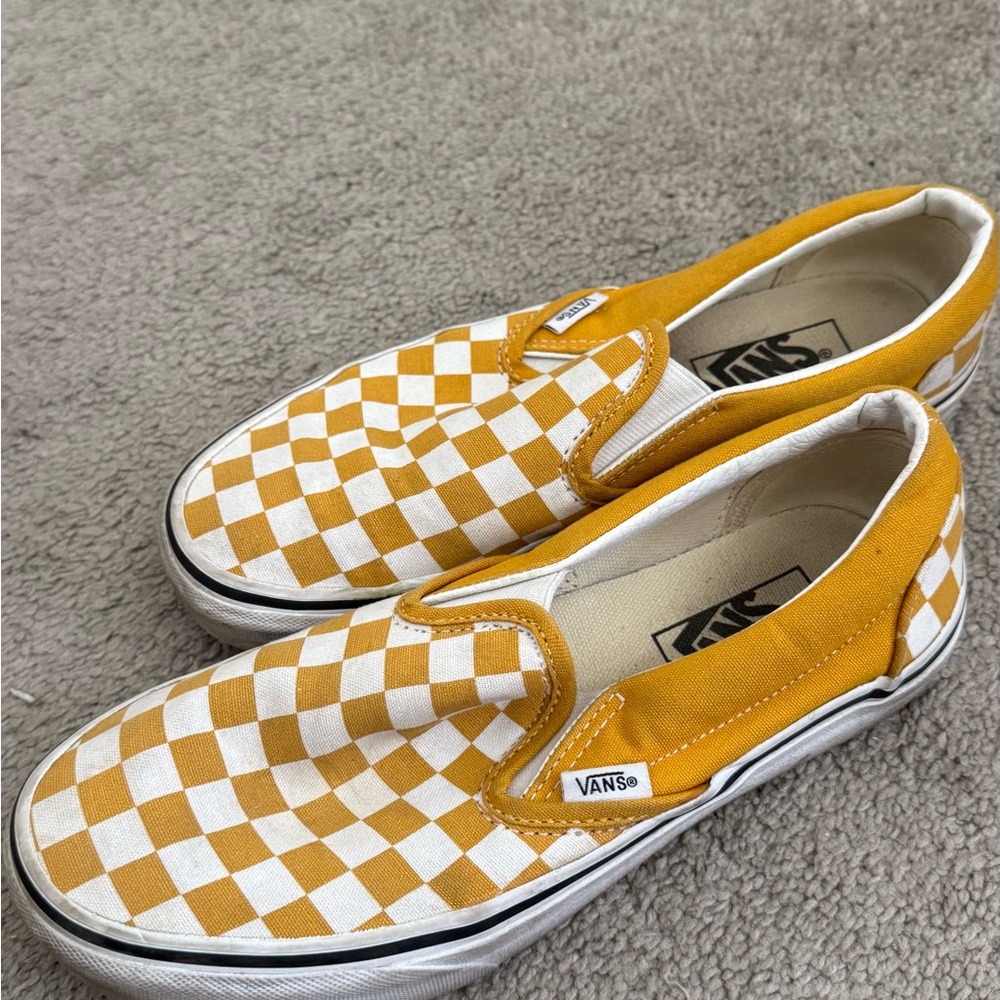 Vans Yellow Checkerboard Slip-On Sneakers